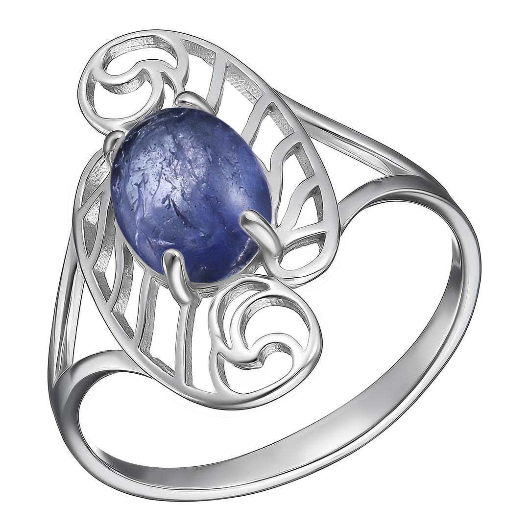 Серебряное кольцо 925 пробы; вставки 1 Танзанит;