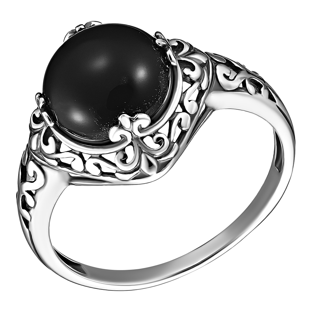 Серебряное кольцо 925 пробы; оксидирование; вставки 1 Агат нат.;