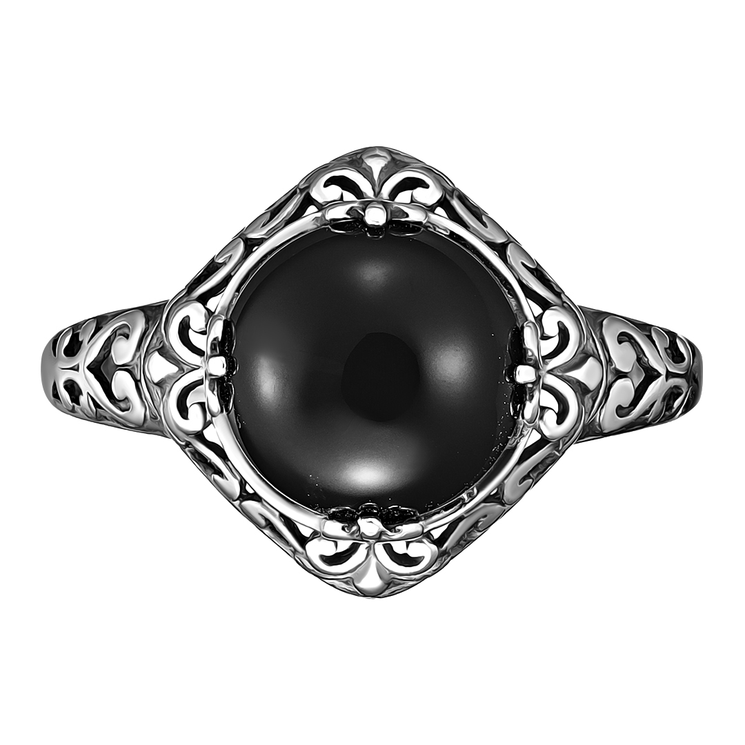 Серебряное кольцо 925 пробы; оксидирование; вставки 1 Агат нат.;