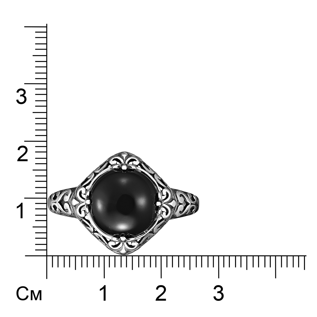 Серебряное кольцо 925 пробы; оксидирование; вставки 1 Агат нат.;