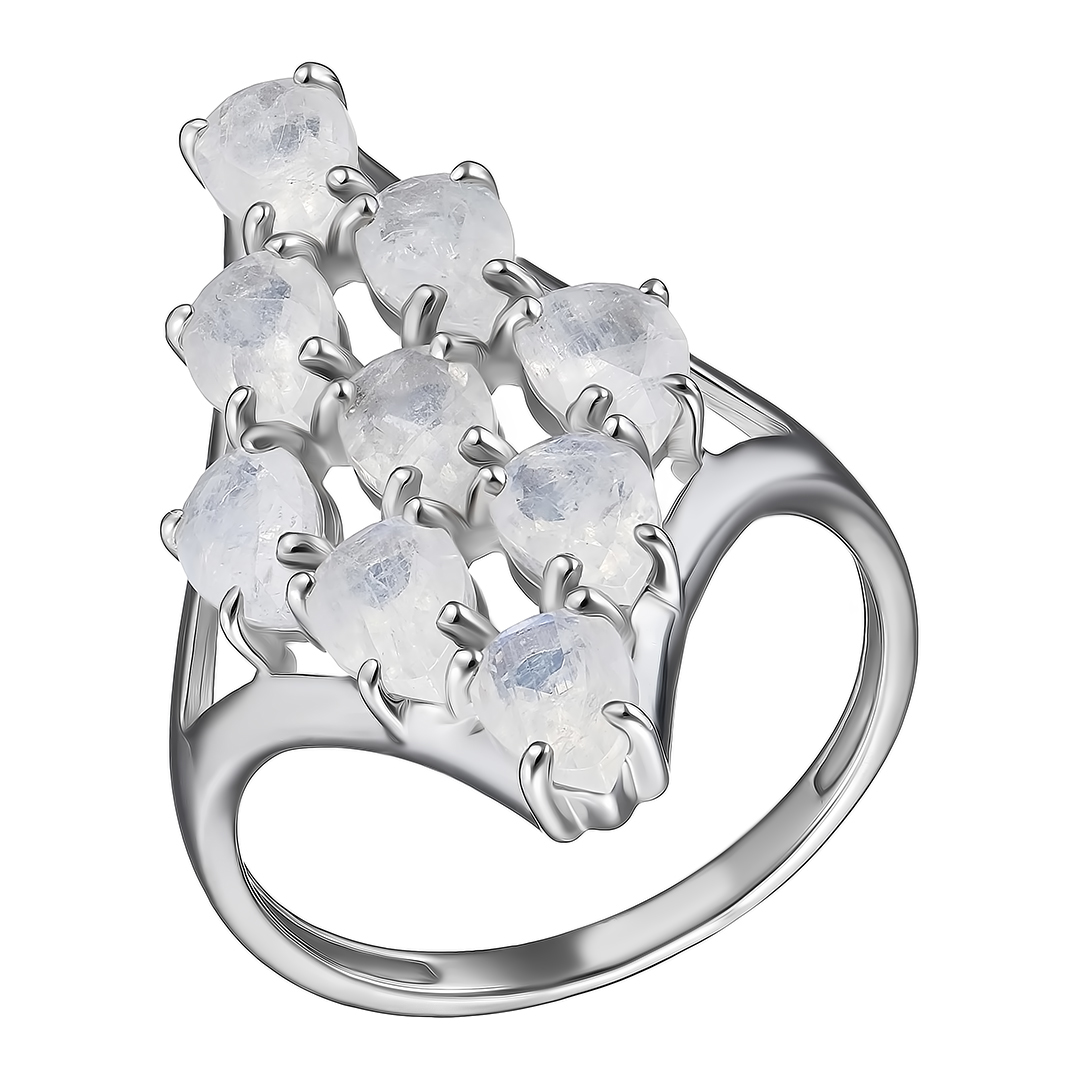 Серебряное кольцо 925 пробы; вставки 9 Лунный камень;