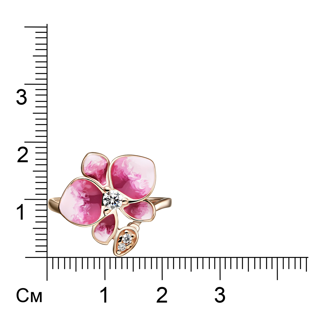 Серебряное кольцо 925 пробы; вставки 3 Фианит бесцв.; Эмаль цв.;