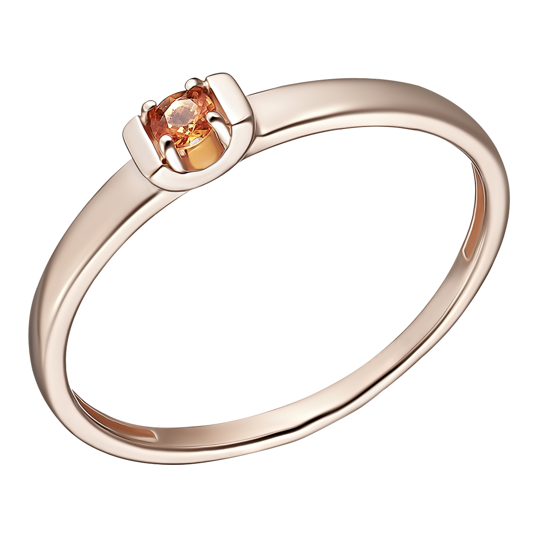 Серебряное кольцо 925 пробы; вставки 1 Сапфир оранж.;
