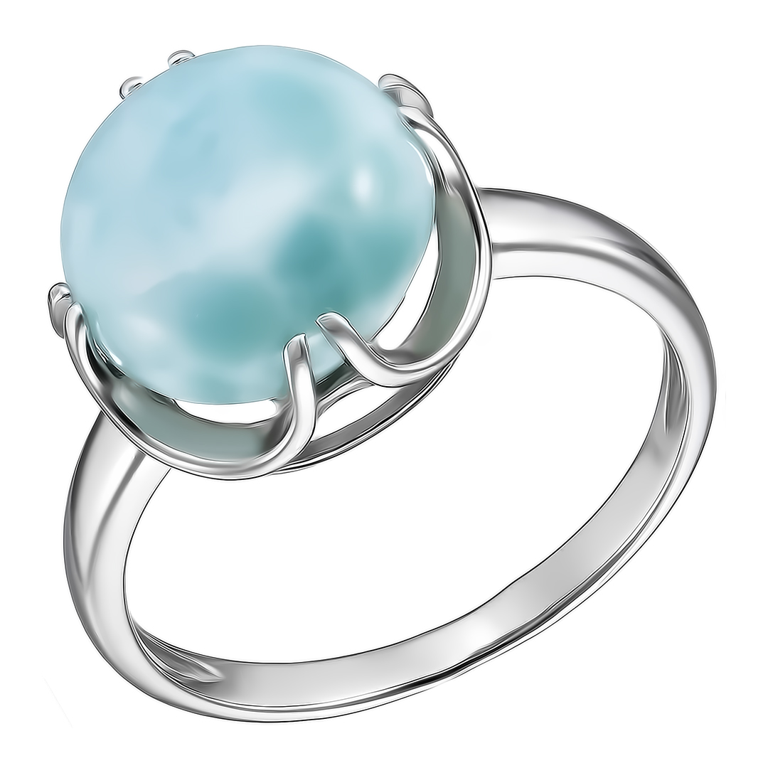 Серебряное кольцо 925 пробы; вставки 1 Ларимар нат.;
