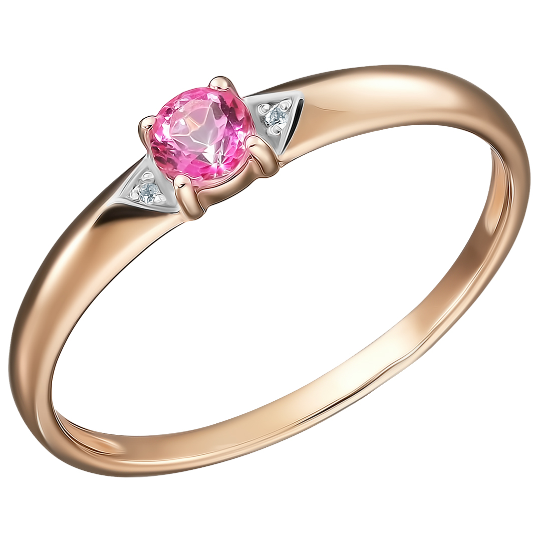 Серебряное кольцо 925 пробы; вставки 1 Топаз розовый; 2 Топаз белый;