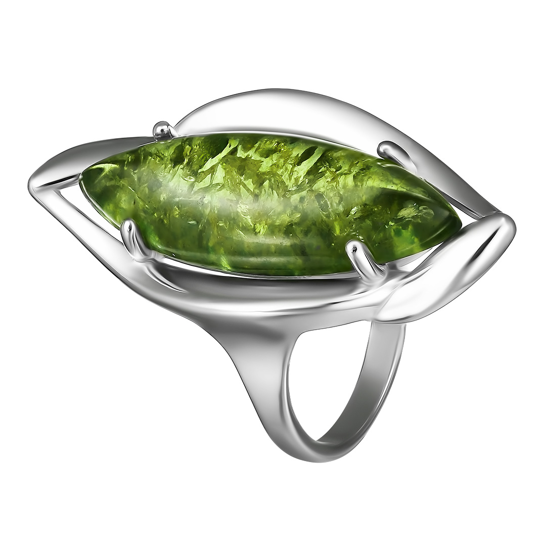 Серебряное кольцо 925 пробы; вставки 1 Янтарь;