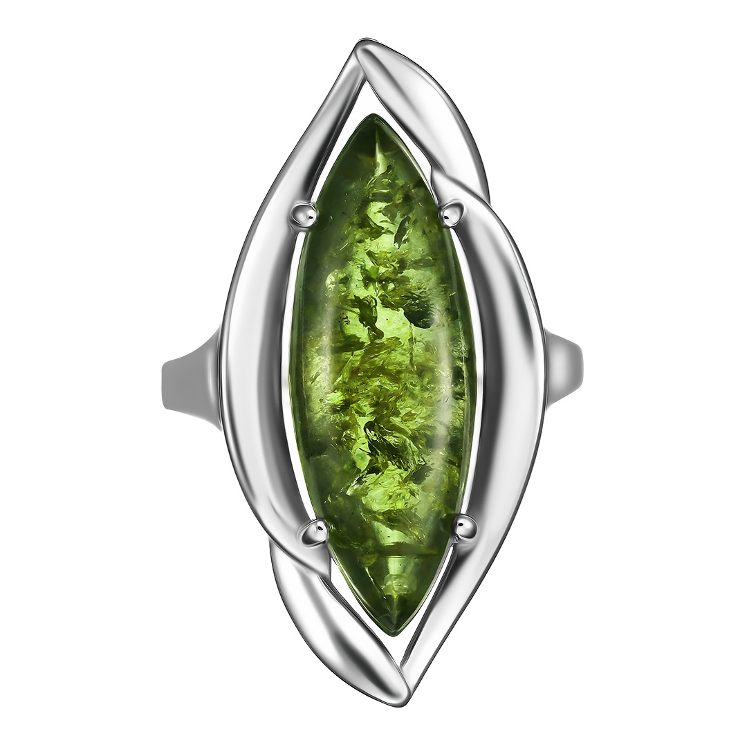 Серебряное кольцо 925 пробы; вставки 1 Янтарь;