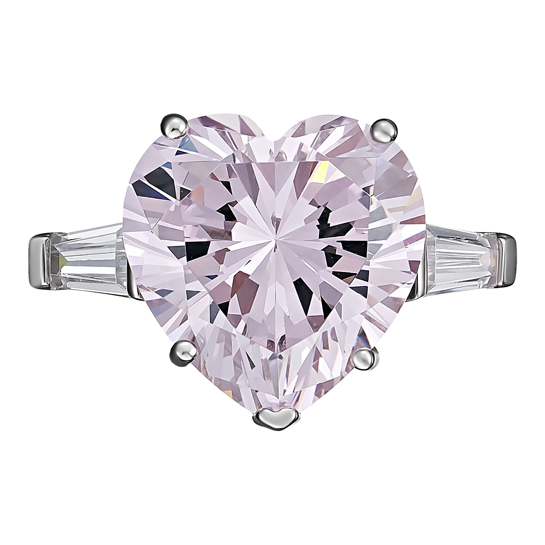 Серебряное кольцо 925 пробы; вставки 1 Куб.Цирконий розовый 15,85ct; 2 Куб.Цирконий бесцв. 0,65ct;