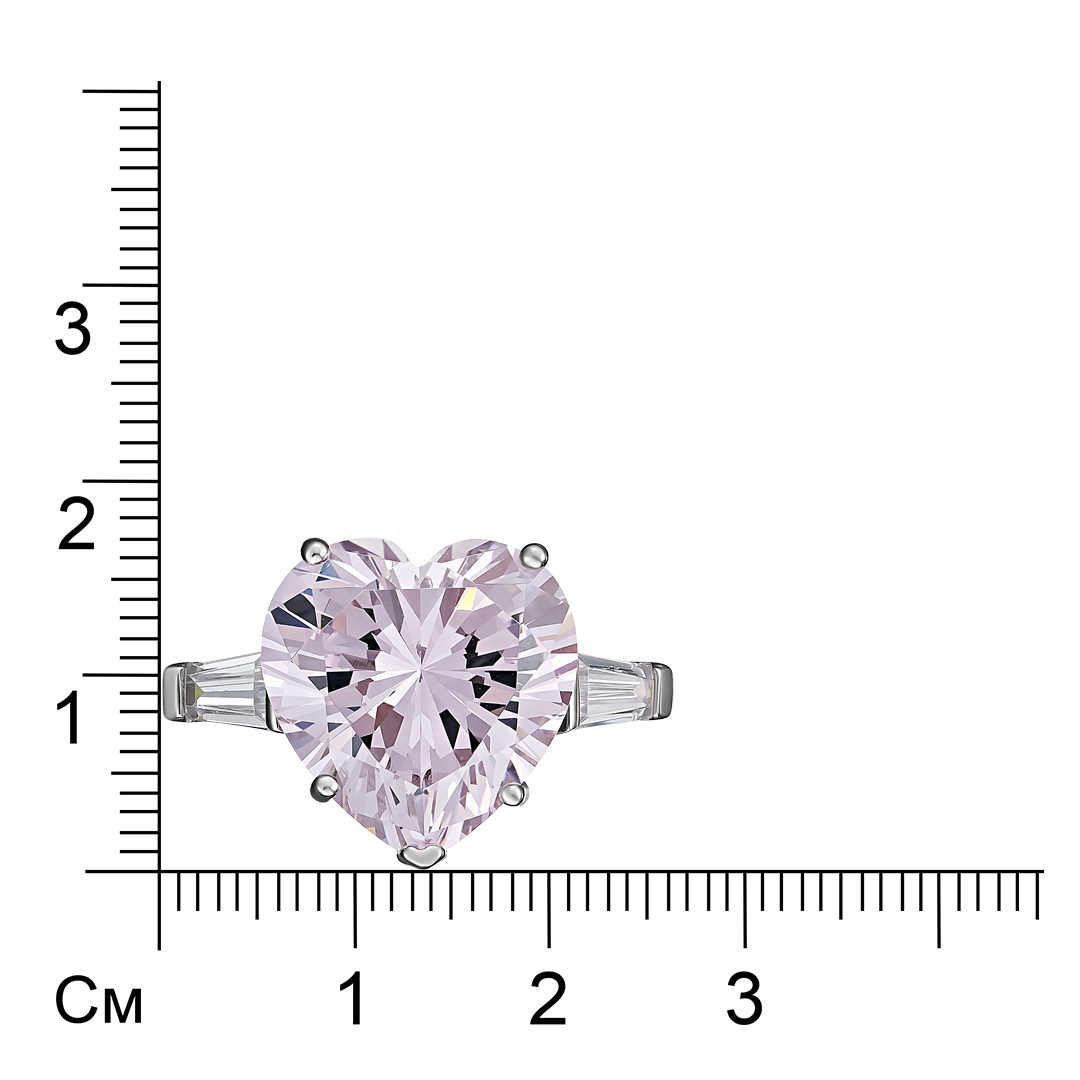 Серебряное кольцо 925 пробы; вставки 1 Куб.Цирконий розовый 15,85ct; 2 Куб.Цирконий бесцв. 0,65ct;