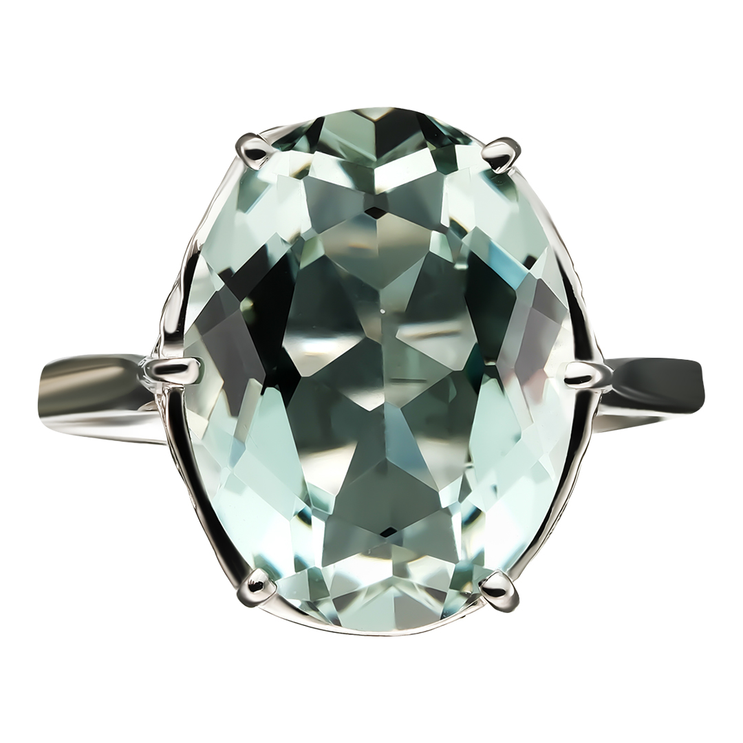 Серебряное кольцо 925 пробы; вставки 1 Празиолит;