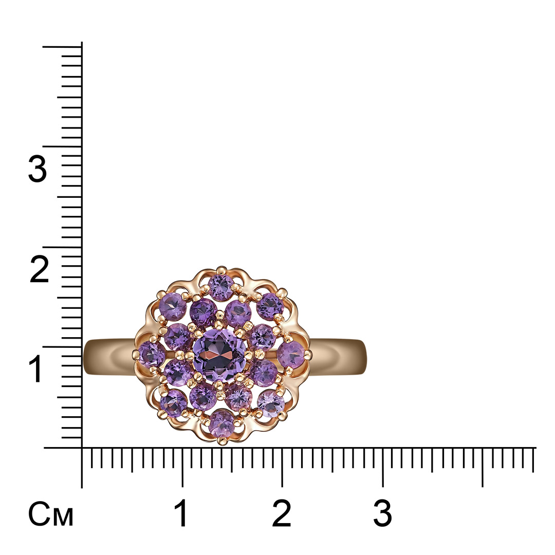 Серебряное кольцо 925 пробы; вставки 17 Аметист;