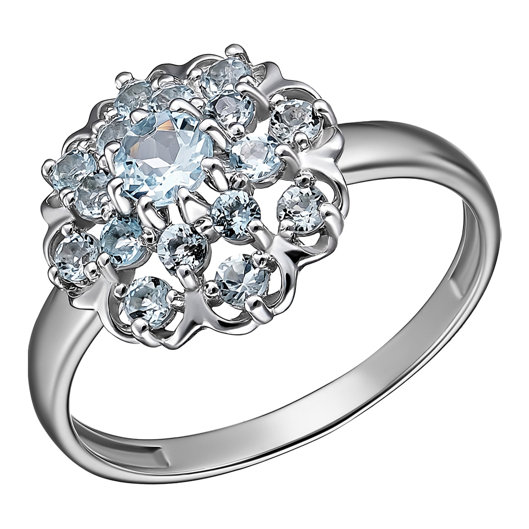 Серебряное кольцо 925 пробы; вставки 17 Топаз Sky;