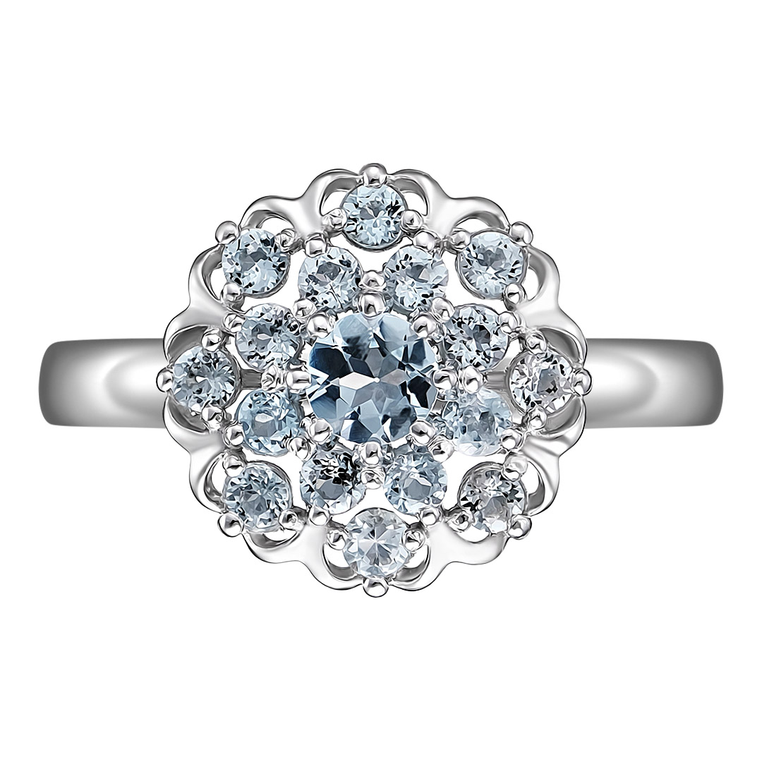 Серебряное кольцо 925 пробы; вставки 17 Топаз Sky;