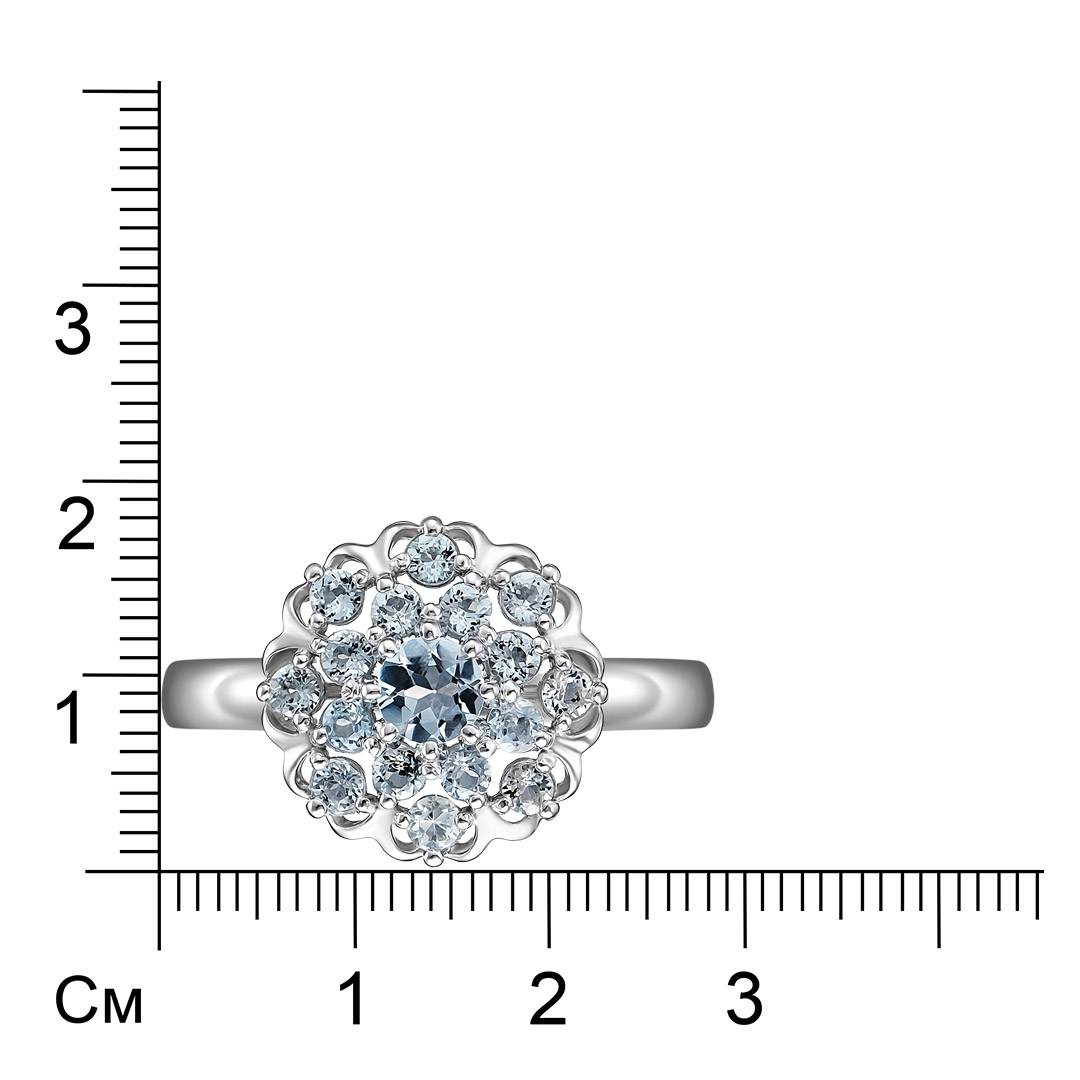 Серебряное кольцо 925 пробы; вставки 17 Топаз Sky;