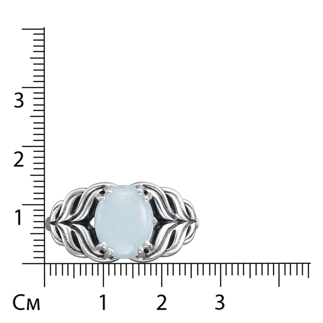 Серебряное кольцо 925 пробы; оксидирование; вставки 1 Аквамарин;