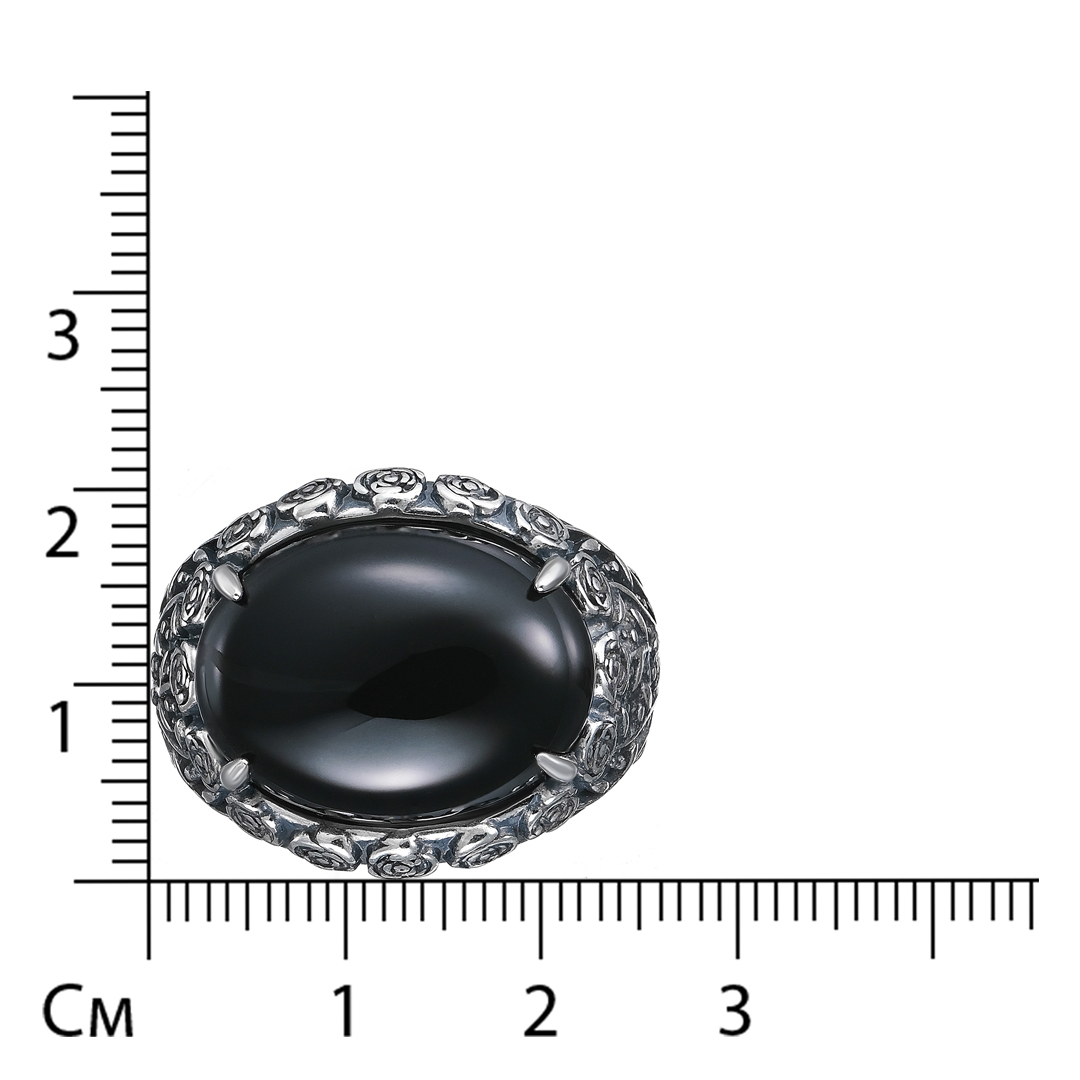Серебряное кольцо 925 пробы; оксидирование; вставки 1 Агат нат.;