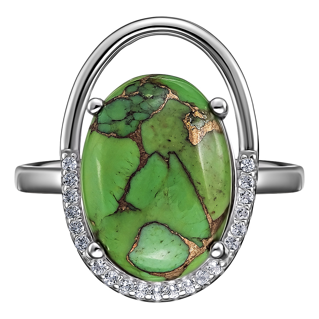 Серебряное кольцо с зеленой бирюзой