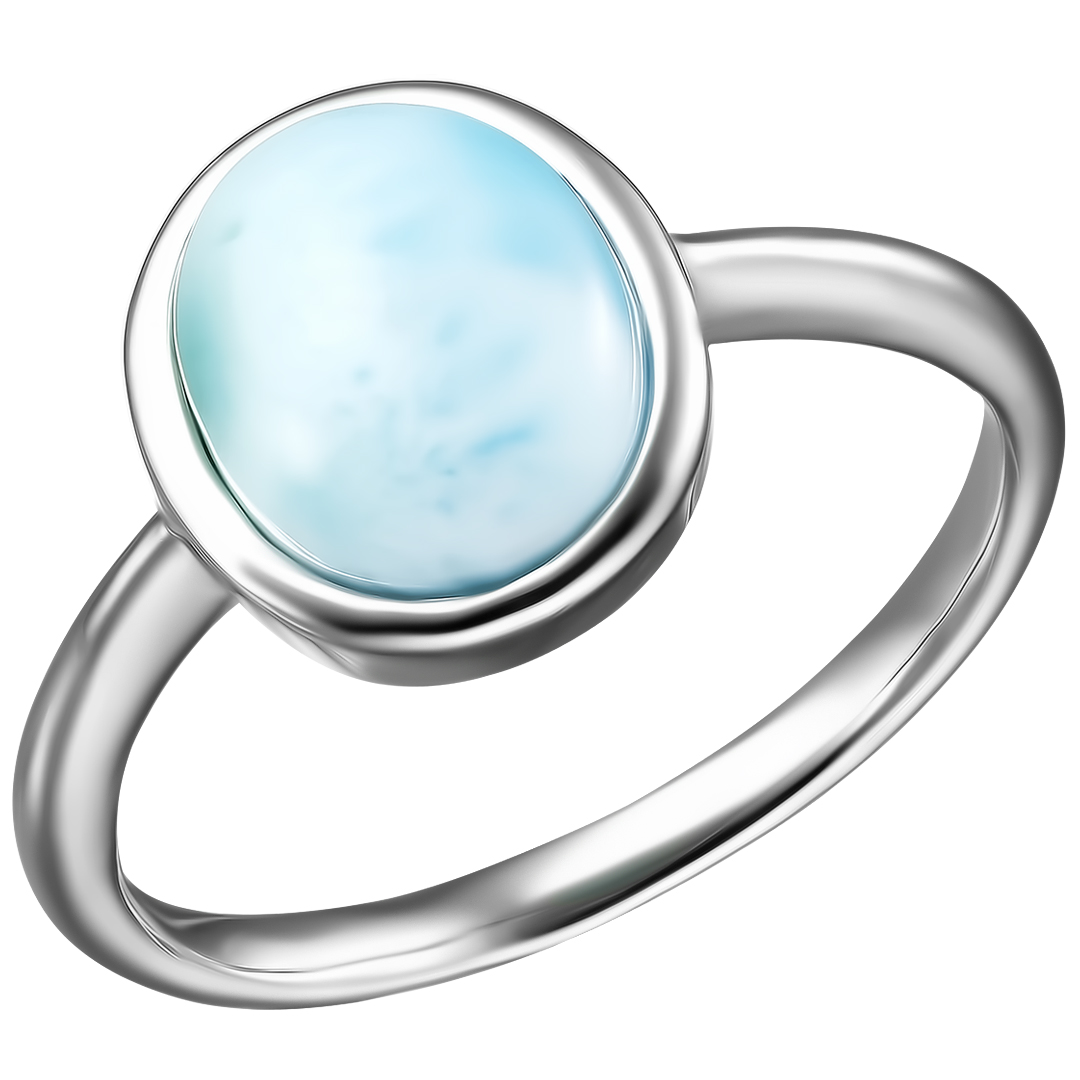 Серебряное кольцо 925 пробы; вставки 1 Ларимар 3,07 ct;