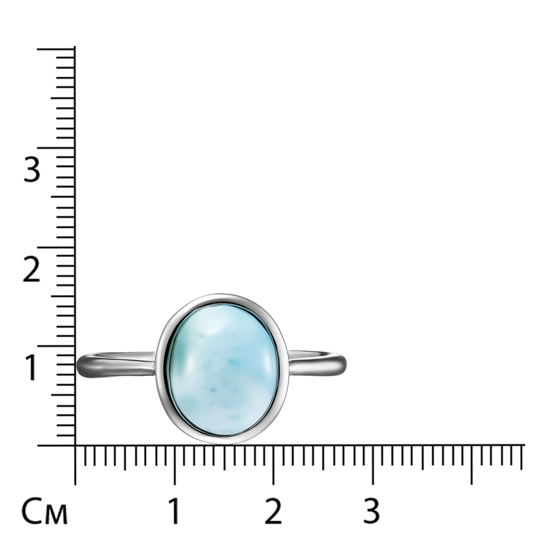 Серебряное кольцо 925 пробы; вставки 1 Ларимар 3,07 ct;