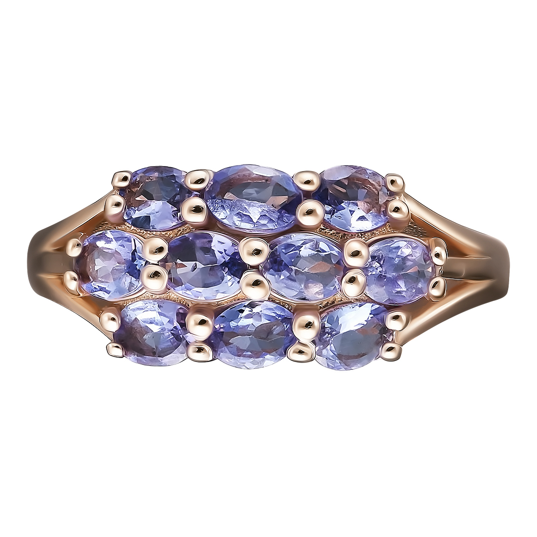 Серебряное кольцо 925 пробы; вставки 10 Танзанит 1,5ct;