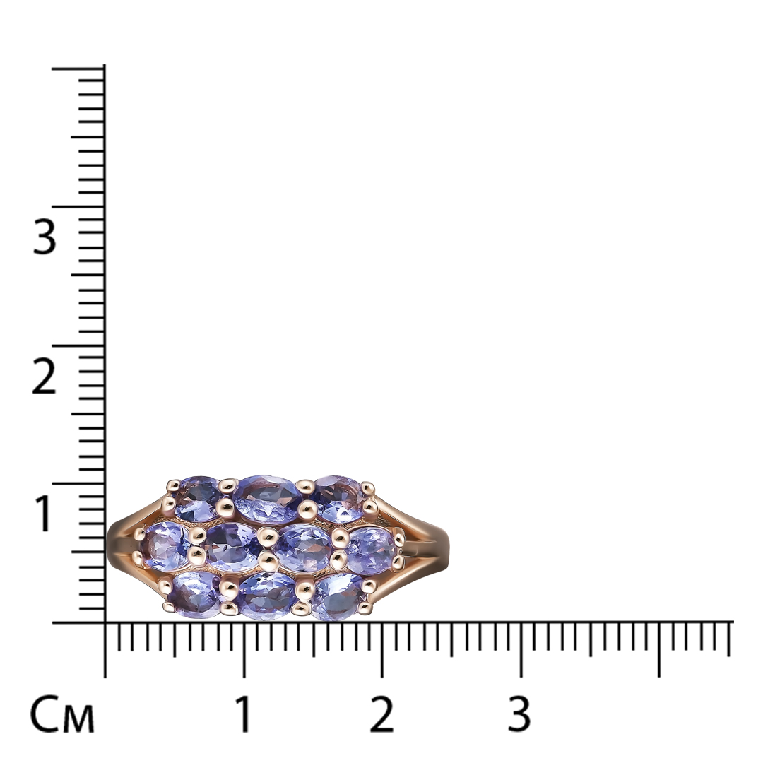 Серебряное кольцо 925 пробы; вставки 10 Танзанит 1,5ct;