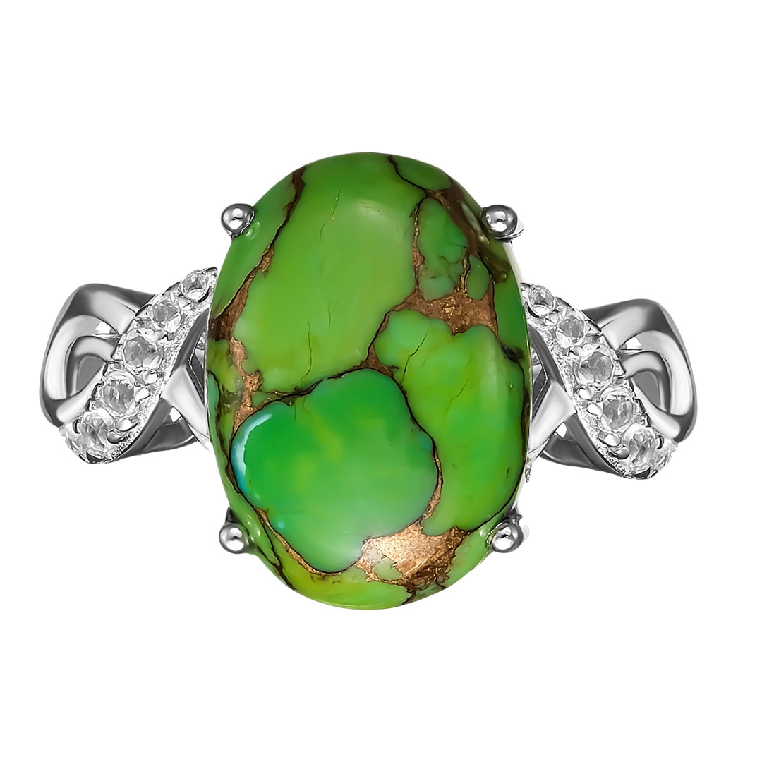 Серебряное кольцо с зеленой бирюзой