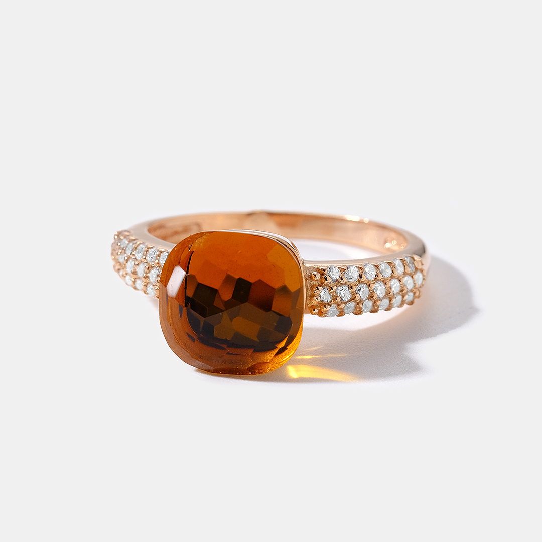 Серебряное кольцо 925 пробы; вставки 1 Аметист; 38 Топаз белый;