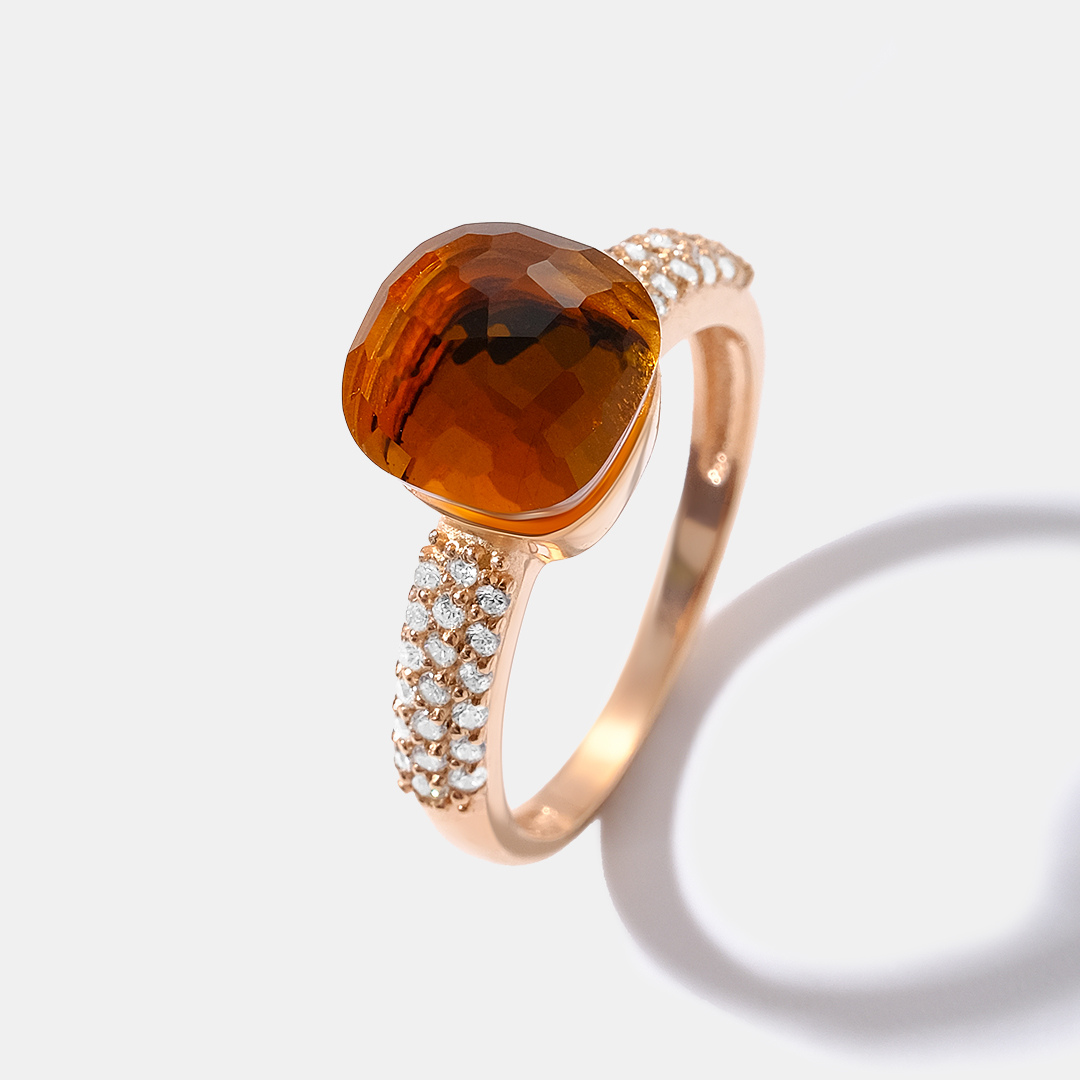 Серебряное кольцо 925 пробы; вставки 1 Аметист; 38 Топаз белый;