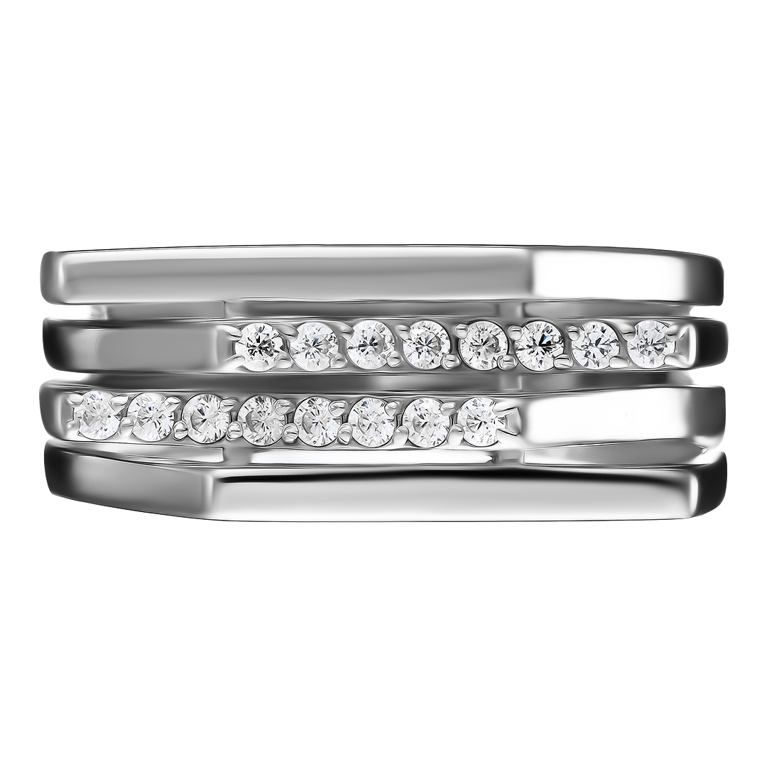 Серебряное кольцо 925 пробы; вставки 16 Фианит бесцв.;