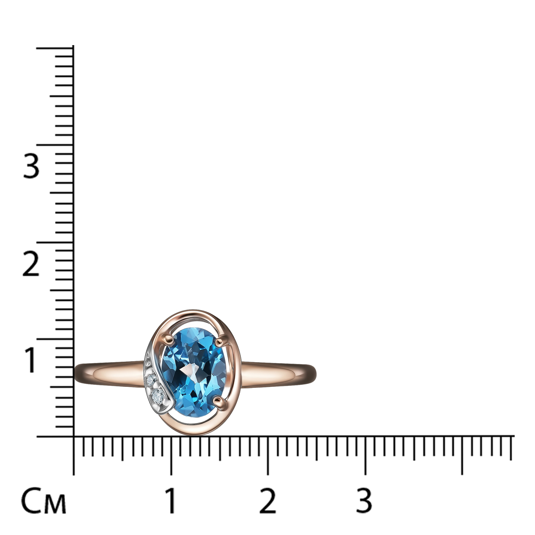 Серебряное кольцо 925 пробы; вставки 1 Топаз Швейцарский; 2 Фианит бесцв.;