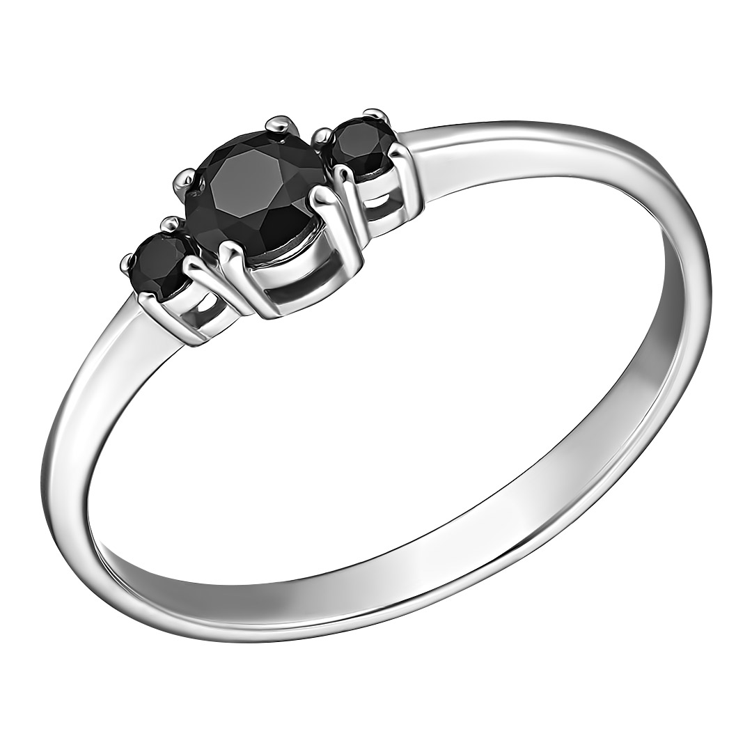 Серебряное кольцо 925 пробы; вставки 3 Шпинель черн.;
