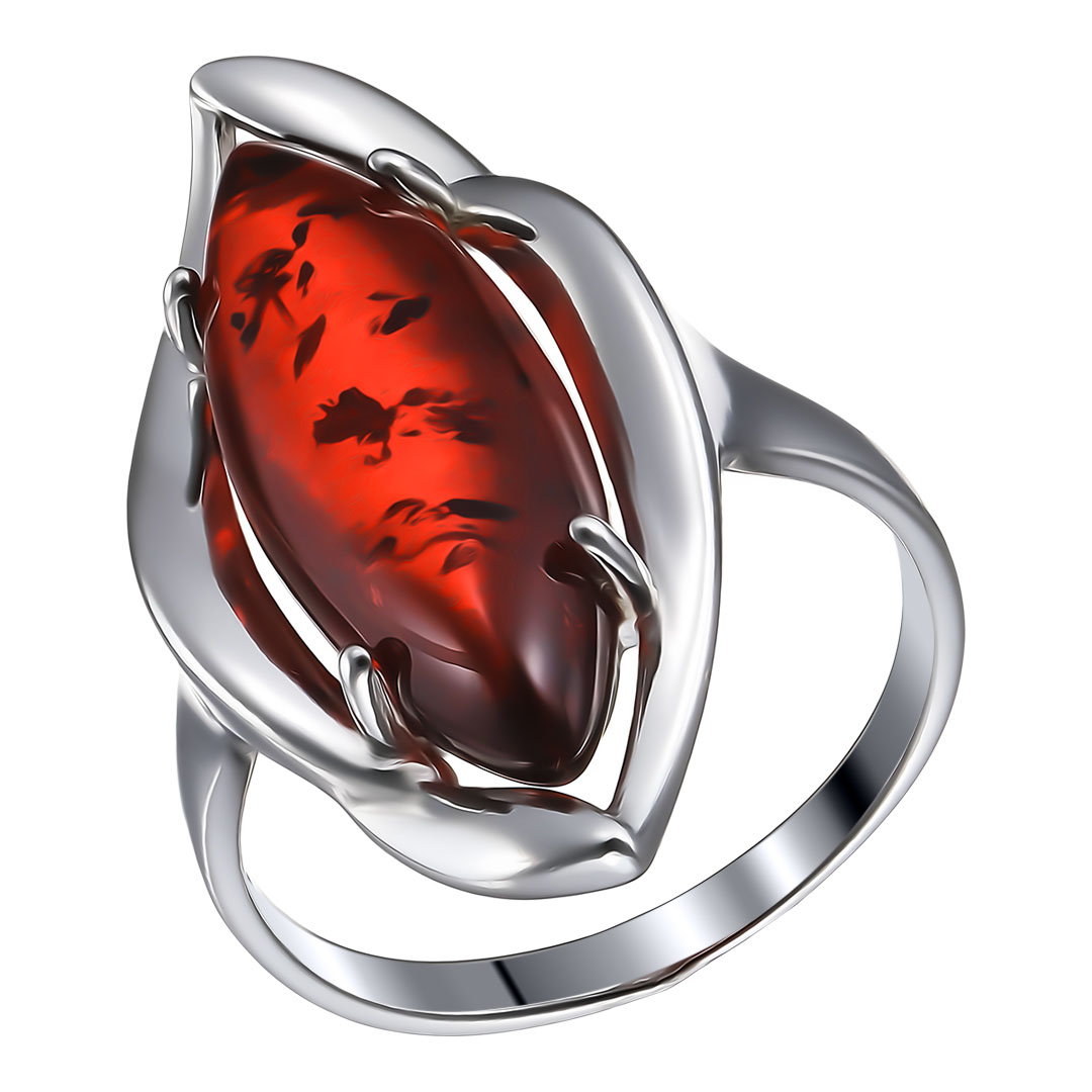 Серебряное кольцо 925 пробы; вставки 1 Янтарь;