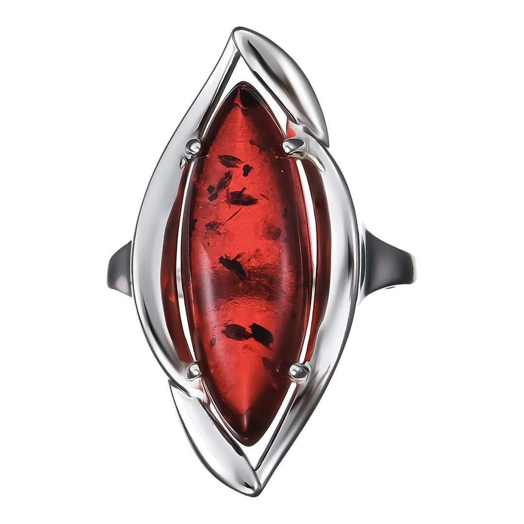 Серебряное кольцо 925 пробы; вставки 1 Янтарь;