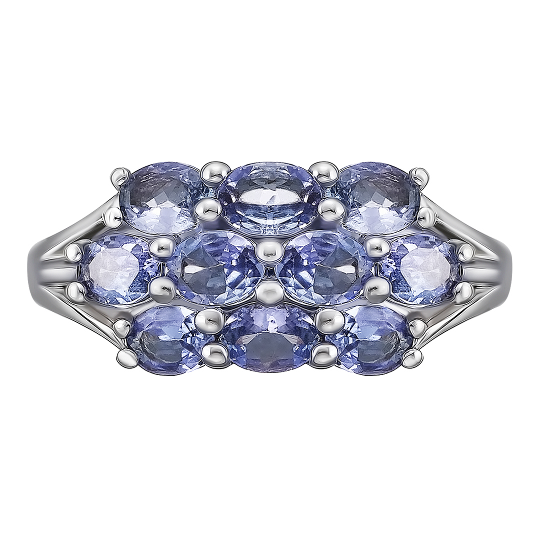 Серебряное кольцо 925 пробы; вставки 10 Танзанит 1,48 ct;