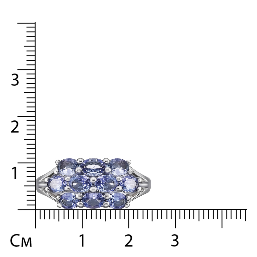 Серебряное кольцо 925 пробы; вставки 10 Танзанит 1,48 ct;