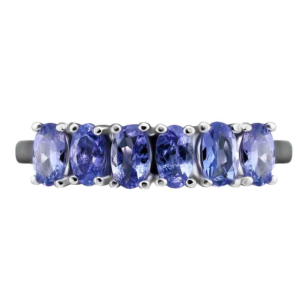 Серебряное кольцо 925 пробы; вставки 6 Танзанит 1,49 ct;