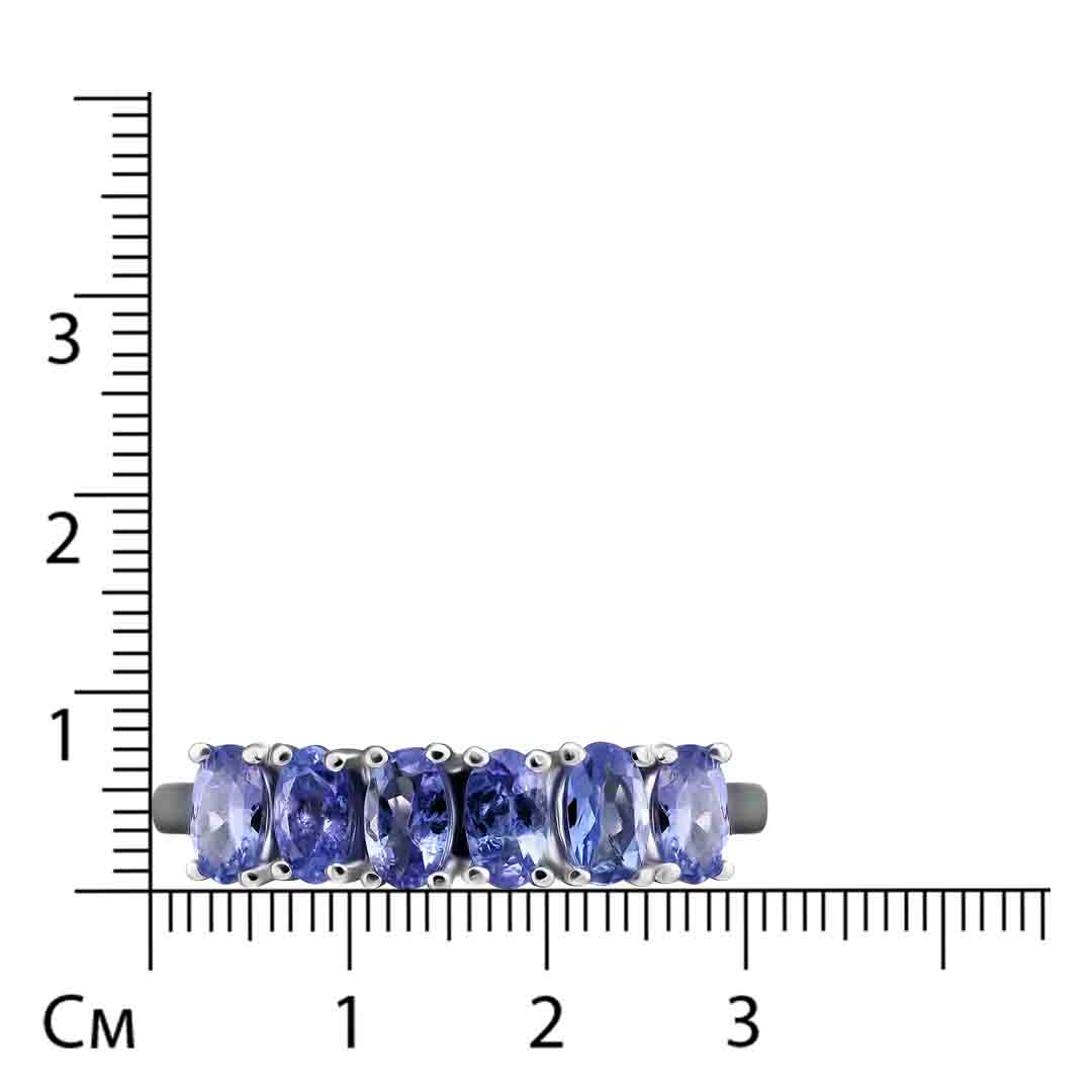 Серебряное кольцо 925 пробы; вставки 6 Танзанит 1,49 ct;