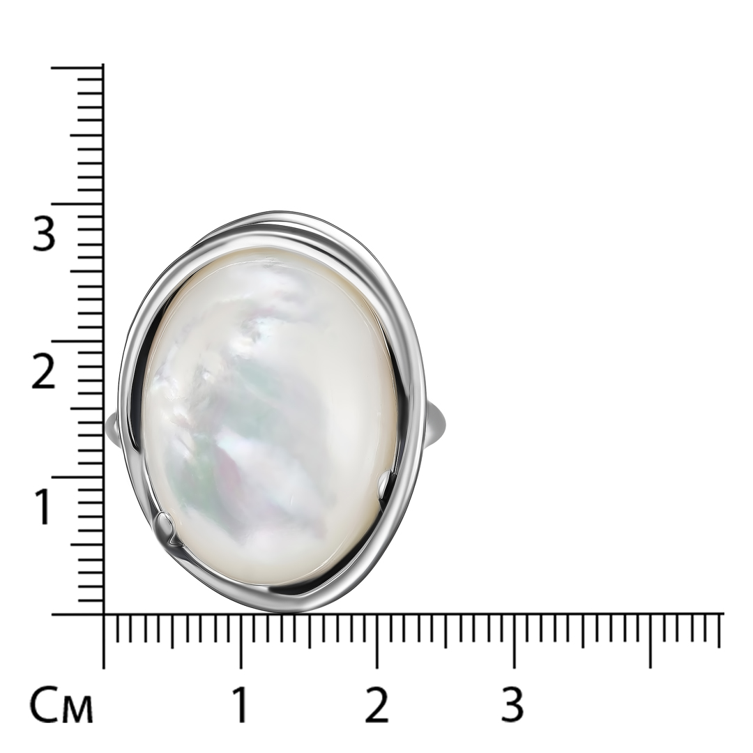 Серебряное кольцо 925 пробы; оксидирование; вставки 1 Перламутр белый;