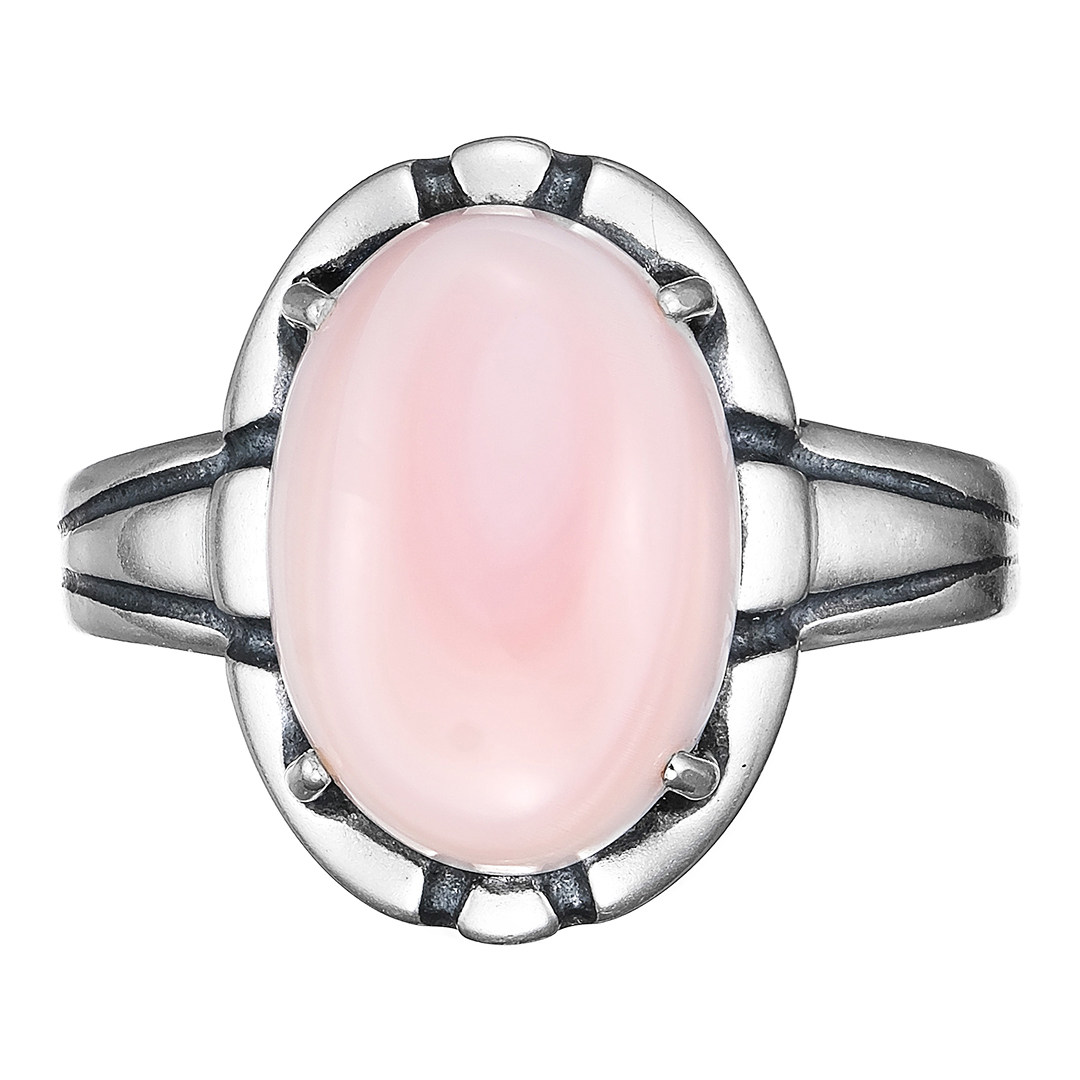 Серебряное кольцо 925 пробы; оксидирование; вставки 1 Коралл;