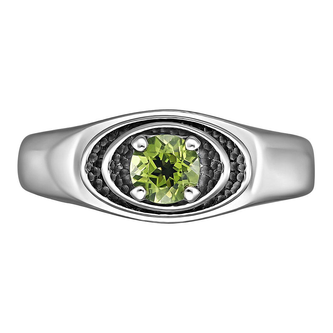 Серебряное кольцо 925 пробы; оксидирование; вставки 1 Хризолит;