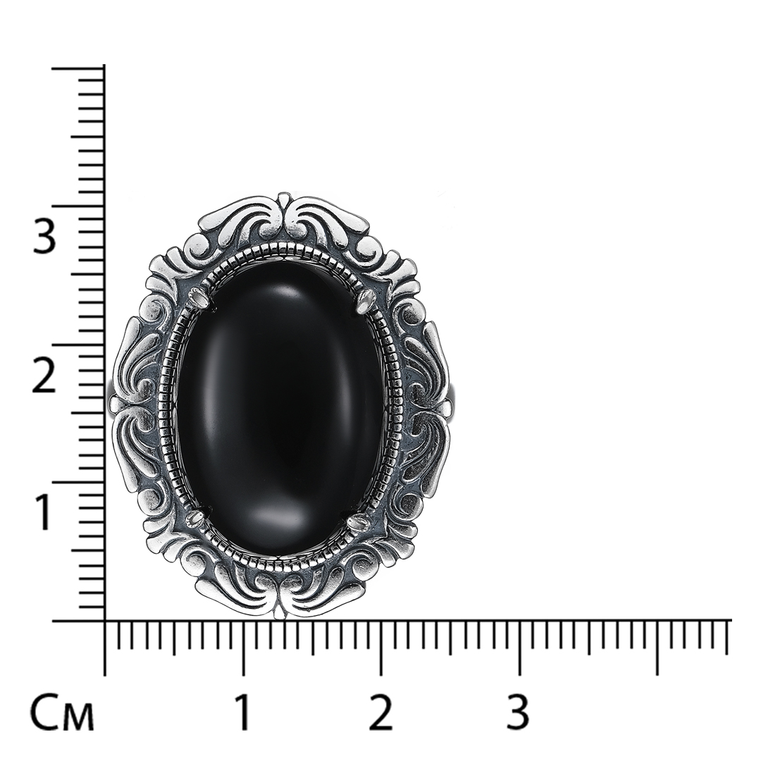 Серебряное кольцо 925 пробы; оксидирование; вставки 1 Агат нат.;