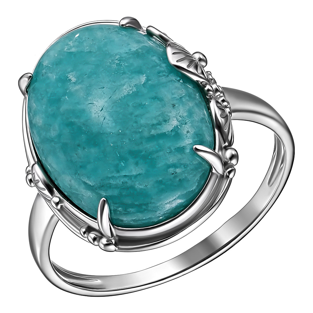Серебряное кольцо 925 пробы; вставки 1 Амазонит нат.;