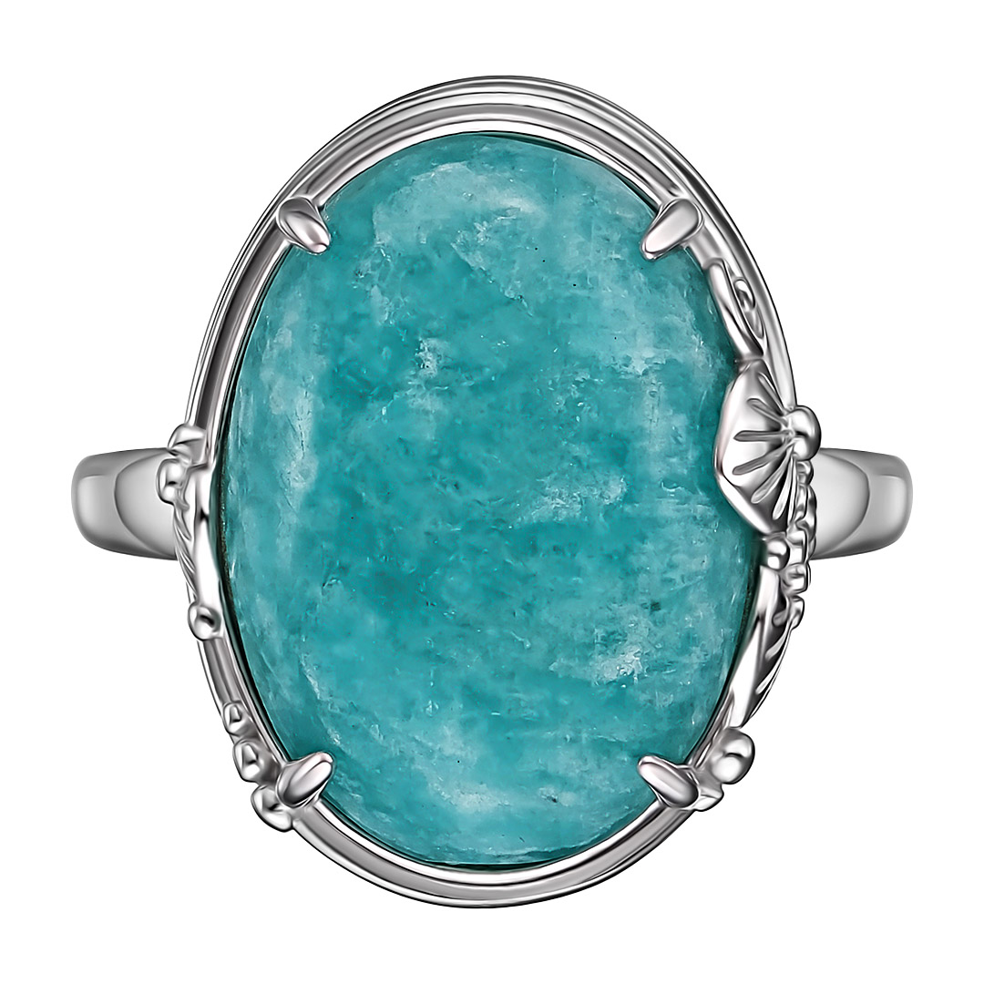 Серебряное кольцо 925 пробы; вставки 1 Амазонит нат.;