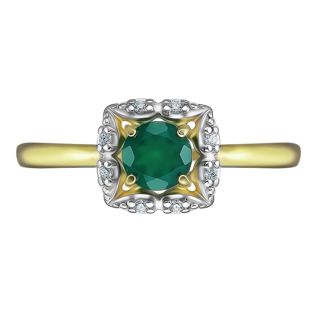 Серебряное кольцо 925 пробы; вставки 1 Агат; 8 Фианит бесцв.;