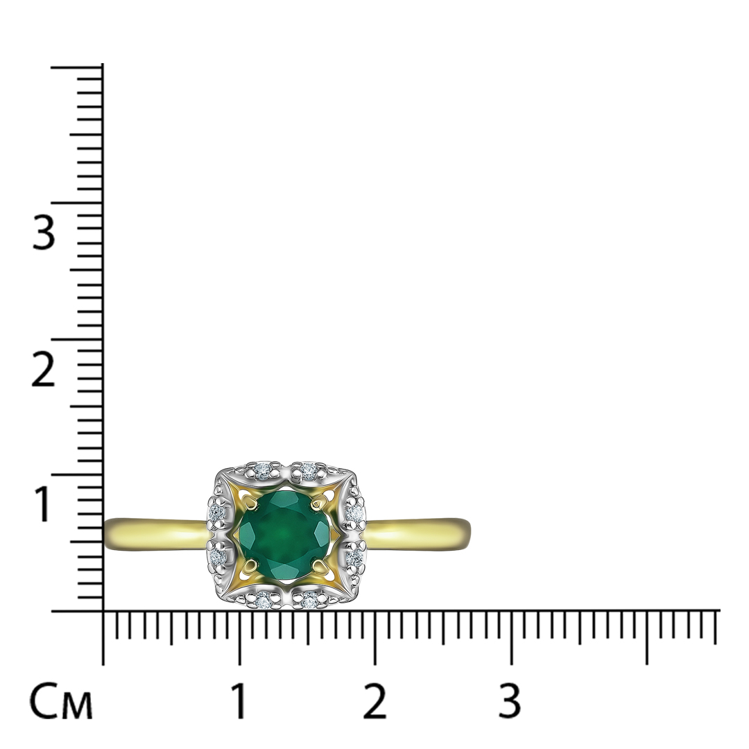 Серебряное кольцо 925 пробы; вставки 1 Агат; 8 Фианит бесцв.;