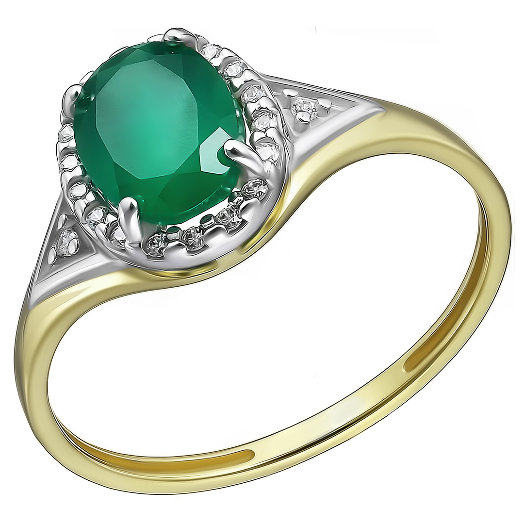 Серебряное кольцо 925 пробы; вставки 1 Агат; 20 Фианит бесцв.;