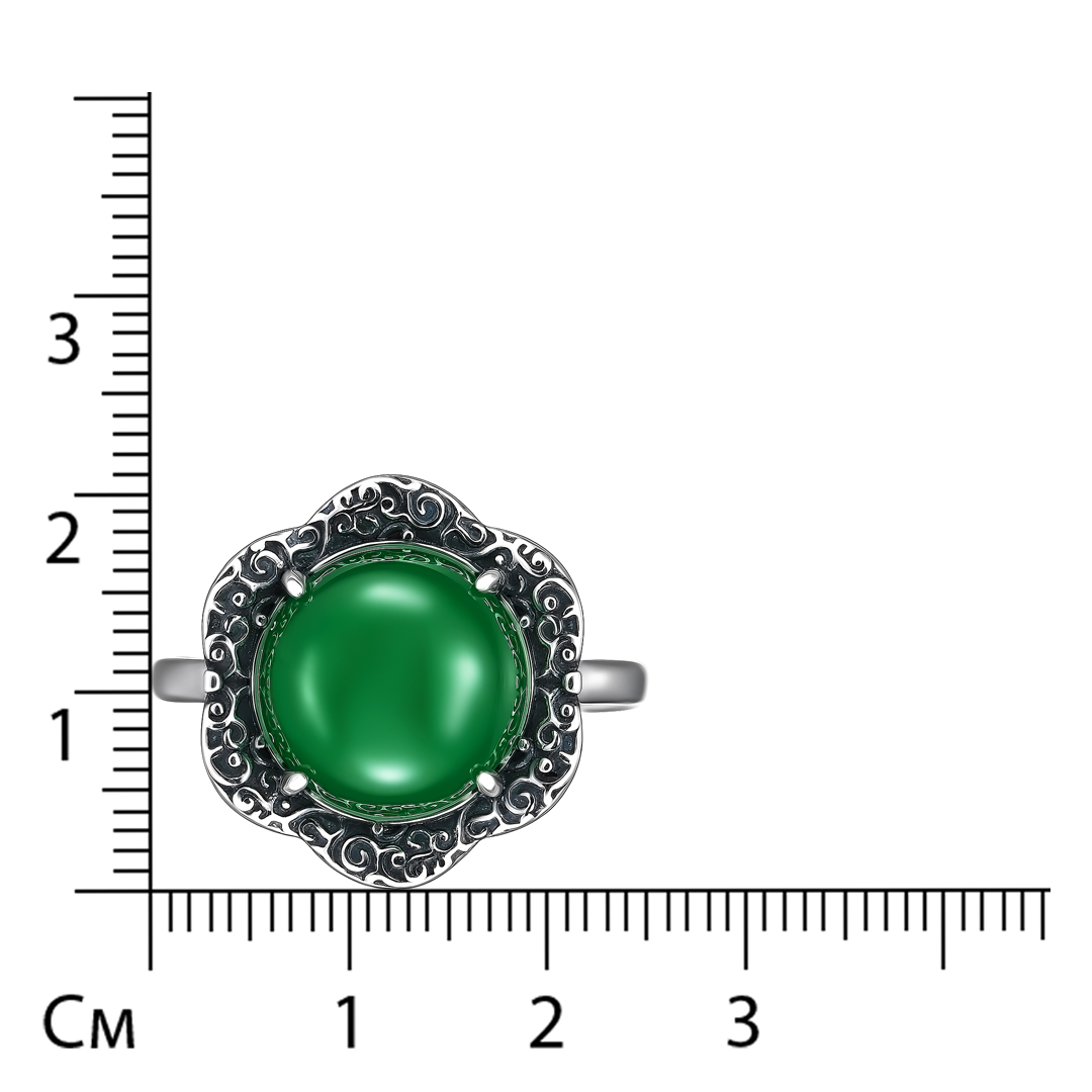 Серебряное кольцо 925 пробы; оксидирование; вставки 1 Агат нат.;