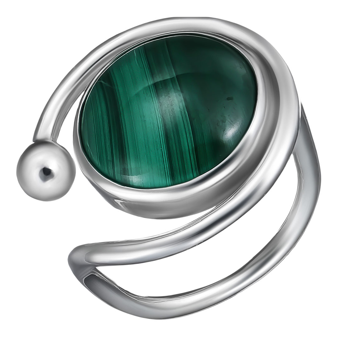 Серебряное кольцо 925 пробы; вставки 1 Малахит;