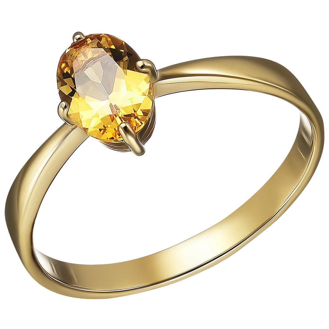 Серебряное кольцо 925 пробы; вставки 1 Цитрин;
