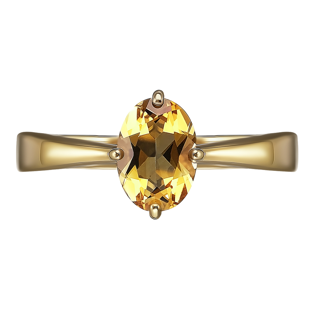 Серебряное кольцо 925 пробы; вставки 1 Цитрин;